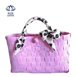 HIGH QUALITY Trendy Handwoven Plastic Tote <b>Bag</b> Lightweight Durable Summer Shopper <b>Bag</b> For Daily Shopping - Product Image 1