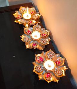 Vedela Naturals <b>Brass</b> <b>Lantern</b> Lotus Shape Paisley Embellished Handmade Home Decoration for Weddings and Table Use India Origin - Product Image 3