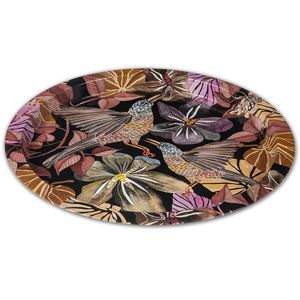 Luxury Enamel Serving <b>Tray</b> Bird Floral Print Decorative Metal Oval Platter Handmade <b>Large</b> Kitchen <b>Tray</b> for Home Hotel Wedding - Product Image 1