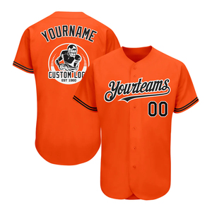 Maillot de baseball orange Yourteams pour homme, manches courtes, col en V, sportif, logo personnalisé imprimé, tenue d'équipe, coupe classique - Product Image 3