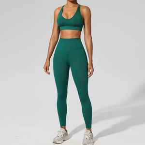 Legging de yoga taille haute pour femme et pantalon de sport athlétique pour la gym, ensemble 2 pièces avec soutien-gorge de sport – Nouvelle collection 2026 - Product Image 4