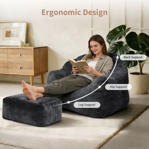 <b>Bean</b> <b>Bag</b> Sofa Chair with Comfortable High Density Foam Adult <b>Bean</b> <b>Bag</b> Chair with Armrest Lazy <b>Bean</b> <b>Bag</b> Chair for Adults - Product Image 4