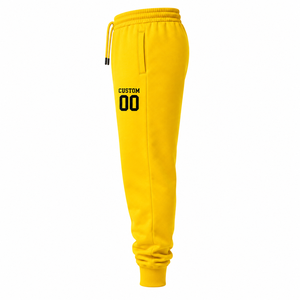 Custom <b>Men's</b> Yellow Cotton Sweatpants <b>Elastic</b> <b>Waist</b> Drawstring Casual Joggers Leg Letter Print Autumn Wear <b>Men's</b> Pants & <b>Trouser</b> - Product Image 3