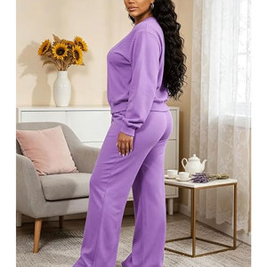 Trendy Women Sweatsuit Cozy Matching Clothing Set For Everyday Casual Style Weekend Wear And Comfortable Living - Product Image 3
