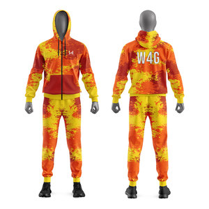 Wear 4 Games Custom Printed Wholesale Men's Eco Friendly Sporty Pattern Split Hem 2 in 1 Four Way Stretchable Hooded <b>Tracksuits</b> - Product Image 4