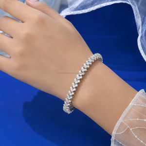 Round Cut Diamond Cluster Tennis <b>Bracelet</b> in White Gold Luxury Sparkling Link <b>Bracelet</b> for Women Anniversary Gift Fine Jewelry - Product Image 1