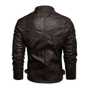 Premium Men's Genuine <b>Leather</b> <b>Jacket</b> with Stand Collar and Zipper Design Fashionable <b>jacket</b> with cowhide <b>leather</b> - Product Image 2