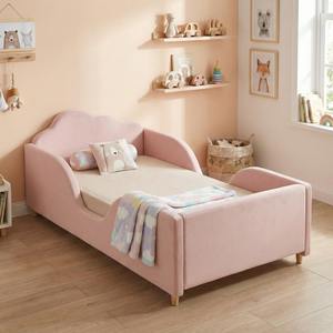 Lit pour tout-petit en bois avec cadre en bois et revêtement en velours, traditionnel, confortable, écologique, durable, pour l'école, la chambre à coucher, l'hôtel - Product Image 1