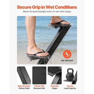 Scaletta a 3 Gradini in Acciaio al Carbonio Rinforzato per Rimorchio Barca con Maniglia Antiscivolo e 3 Opzioni di Angolo di Montaggio - Product Image 4