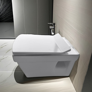 Настенный настенный туалет с керамическим туалетом белого цвета - Product Image 1