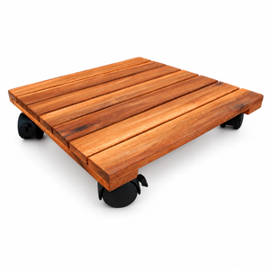 Soporte para Macetas Vintage de Madera de Acacia de 14 Pulgadas con Ruedas, Soporte Cuadrado para Macetas, para Uso en Interiores y Exteriores - Product Image 1
