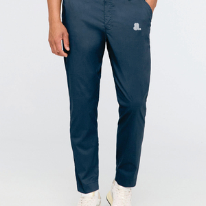 Men Navy Straight Fit Casual Trousers Mid Waist Breathable Oxford Fabric Right Leg Logo <b>Summer</b> Lightweight <b>Pants</b> - Product Image 4