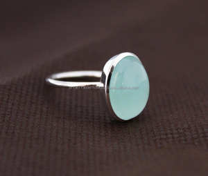 Bague bleue en argent Sterling 925 mars mois pierres précieuses ~ bijoux faits à la main ~ bijoux élégants en calcédoine bleue ~ cadeau pour Noël - Product Image 6