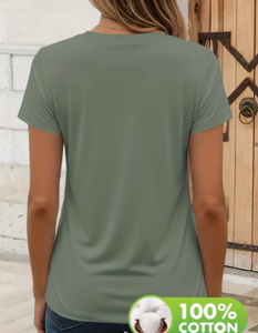 T-shirt à manches courtes pour femme, imprimé floral, col rond, tissu décontracté, coupe ample, printemps/été, broderie, extensible et doux - Product Image 4