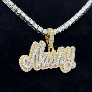 Elegante colgante de diamante chapado en oro para mujer con cadena de tenis a juego de 3mm en plata de ley con joyería de diamantes VVS moissanite - Product Image 3