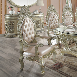 Juego de Comedor de Lujo Estilo Barroco Clásico, Mesa de Comedor de Madera Tallada, Consola con Espejo, Aparador, Vitrina de Vidrio - Product Image 2