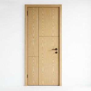 Puerta Interior de Madera Compuesta Precolgada, Estilo Americano Moderno, Personalizada, con Bisagras de Acero Inoxidable, Puertas WPC Planas, Prevención de Incendios - Product Image 1