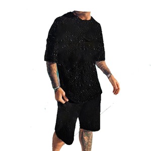 Vente en gros d'usine, t-shirt uni en polyester de haute qualité à prix abordable, t-shirt et short pour homme avec logo personnalisé - Product Image 4