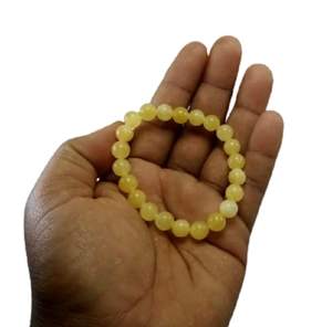 Pulsera de Piedras Redondas de Calcita Amarilla Feng Shui Hechas a Mano para Hombre y Mujer, Tamaño 8-10 mm, Joyería de Moda Energética - Product Image 3