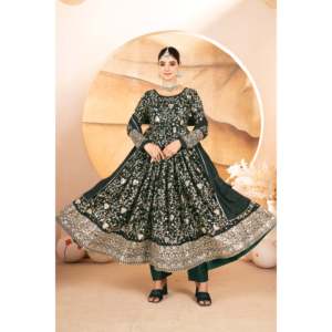 Belle robe Anarkali pour femmes pour les fêtes Ensemble de costume Pent et Dupatta - Product Image 1