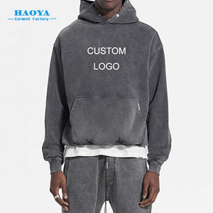 Sweat à capuche vintage délavé personnalisé pour homme, 100 % coton, épaules tombantes, coupe oversize, épais, style streetwear pour la saison printanière - Product Image 3