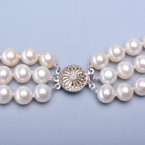 Collier de perles d'eau douce de bonne qualité Tilian, 8-9 pouces, presque trois rangs, avec boucle en argent S925, en cadeau - Product Image 3