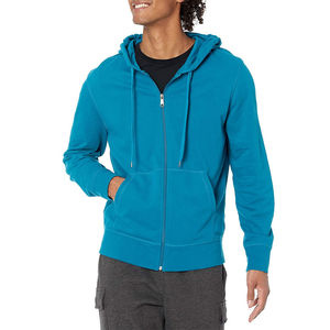 Men's Hooded Zipper Sweatshirt Solid Color French Terry Cotton Casual Autumn Wear Regular Fit Breathable 320g Knitted - Product Image 1