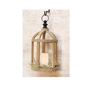 Portavelas de Madera Hecho a Mano con Puerta de Vidrio Transparente y Asa de Cuerda, Decoración Rústica - Product Image 4