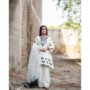 Party Wear Top-Bottom y Dupatta Set con bordado de hilo Trabajo XL Tamaño - Product Image 6