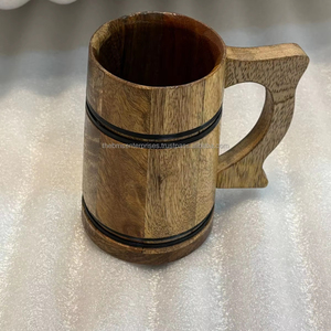 แก้วกาแฟไม้มะม่วงทำมือพร้อมดีไซน์หนัง แก้วไวน์ไม้มะม่วงทำมือพร้อมหูจับตกแต่ง - Product Image 6