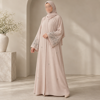 Robe Abaya élégante ornée de perles pour femmes avec manches larges, tissu doux, tenue islamique modeste |   Ensemble de tenue élégante pour occasions spéciales
