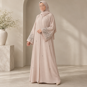 Elegante Vestido Abaya con Adornos de Perlas para Mujer, con Mangas Anchas, Tela Suave, Ropa Islámica Modesta |   Conjunto de Ropa Elegante para Ocasiones Especiales - Product Image 2