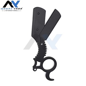 Professional German Made Finger Insert Handle Straight <b>Edge</b> Razor <b>Black</b> Dragon Cut Throat Shavette Barber Shaving Tool - Product Image 4