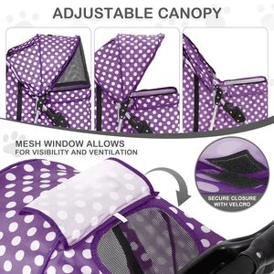 Poussette de voyage pliable TH-PPS-139 pour animaux de compagnie avec rembourrage doux, rangement spacieux et options de marque personnalisées - Product Image 6
