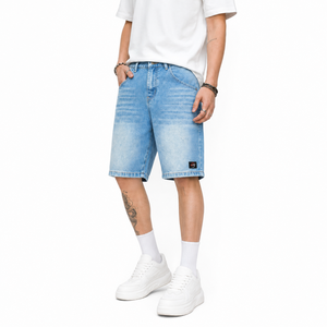 Shorts en jean pour homme de qualité supérieure, décontractés, avec coutures durables, coupe confortable, avec poches, pour le streetwear - Product Image 1