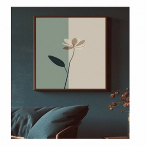 Handmade painting Minimalist Flower <b>Canvas</b> Print Wood <b>Frame</b> Digital Art Indoor Wall Decoration - Product Image 1