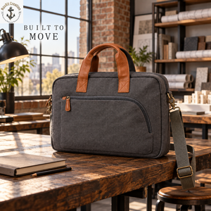 Classic Canvas <b>Laptop</b> Messenger <b>Bag</b> with Handles | Crossbody Shoulder Computer <b>Carry</b> <b>Bag</b> Front Pocket <b>for</b> Office Business Travel - Product Image 4