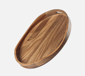Bandeja Decorativa Ovalada de Madera, Diseño Minimalista, Bandeja de Servir de Madera Hecha a Mano con Asa para Decoración del Hogar, Bandeja de Servir de Madera de Acacia - Product Image 1