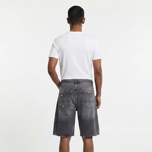 <b>Men's</b> Distressed <b>Jeans</b> Wash Denim Shorts Streetwear Acid Rain Denim Shorts <b>Men</b> High <b>Drawstring</b> Waist <b>Jeans</b> Shorts <b>Mens</b> - Product Image 2