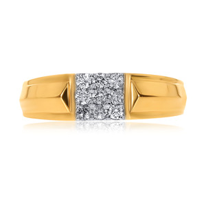 Premium 18K Yellow Gold Square Diamond Cluster <b>Ring</b> for <b>Men</b> Luxury Round Brilliant Diamond Statement Wedding Band Fine Jewelry - Product Image 3