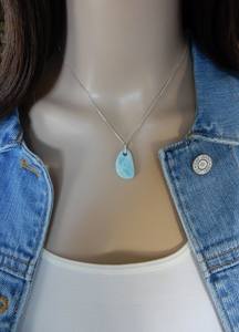 Collier en Larimar plaqué argent, pierre précieuse naturelle de 4 mm, bijoux faits à la main, fournisseur en gros - Product Image 2