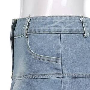 Minifalda Vaquera de Algodón Personalizada al por Mayor de Alta Calidad OEM para Mujer, Falda Vaquera de Cintura Alta con Botones para Mujer - Product Image 4
