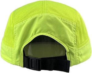Yellow 5-Panel Baseball Cap Unisex Solid Color Mesh Fabric Adjustable <b>Magic</b> Sticker Closure Casual Outdoor Spring Summer Wear - Product Image 2