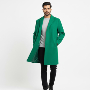 <b>Men's</b> Formal Long <b>Trench</b> Overcoat Wool Canvas Business Winter OEM Factory Custom Logo Design Breathable Quick-Dry - Product Image 1