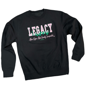 <b>Black</b> Embroidered Legacy <b>Sweatshirt</b> for Women Classic Crewneck Long Sleeve Pullover Sorority Inspired Casual Fleece Fashion - Product Image 1