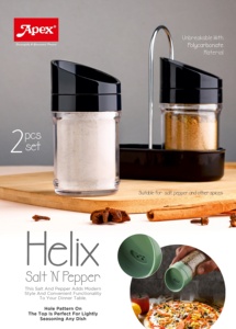 Ensemble de salières et poivrières Anax Helix avec support rotatif, en plastique noir, pour rangement d'épices sur table - Product Image 2