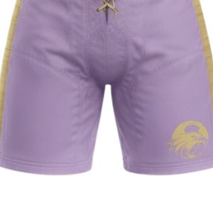 Men Purple Gold Sublimated Ice Hockey Jersey Shorts Set V Neck Striped Polyester <b>Athletic</b> Team Wear Performance Sports Apparel - Product Image 6