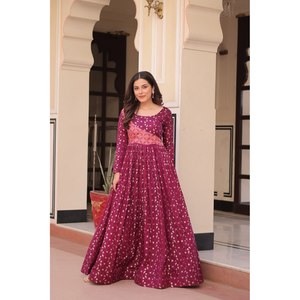 Hermoso vestido de trabajo tejido para fiestas Ropa india y pakistaní - Product Image 4