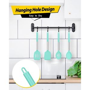 Juego de Utensilios de Cocina de Silicona Sin BPA, Paquete de 4 Espátulas Grandes Antiadherentes, Cucharas Ranuradas Azules Resistentes al Calor, Kit de Herramientas de Cocina - Product Image 1