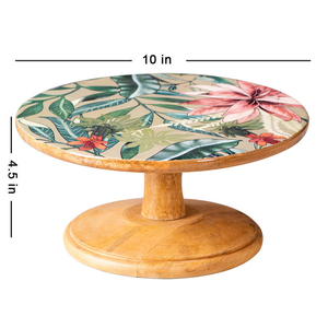 ฐานวางเค้กไม้มะม่วงพิมพ์ลายสีเขียว โดย Nestroots Cake Stand - Product Image 3